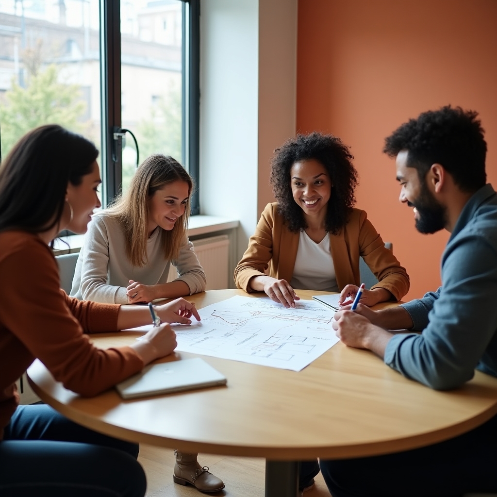 Equipo de una pyme conversando durante una sesión de relevamiento de procesos